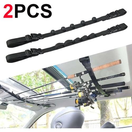 2 Pcs Car Fishing Rod Strap Vehicle Fishing Rod Carrier Stand Holder Belt Strap With Tie Suspenders Wrap Fishing Accessories
