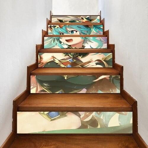 PVC Waterproof Art a Anime Girl Beautiful Home Decor Decal Stair 3D Print Sticker Self Adhesive Diy Paper for Bedroom Sticker