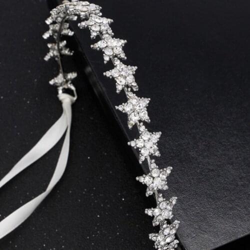 Luxury Crystal Star Hairband Sparkly Rhinestone Baroque Silver Plated Headband Fashion Women prom party Hair Accessories