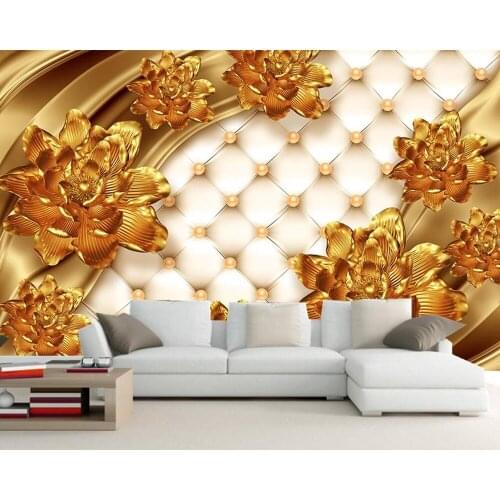 Luxury gold peony soft bag jewelry 3d wallpaper mural Papel de parede for living room bedroom sofa TV wall restaurant KTV bar