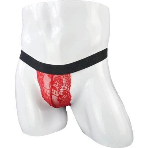 Low-Waist Sexy Men Underwear Lace Buttocks Thongs And Strings ZJH1037