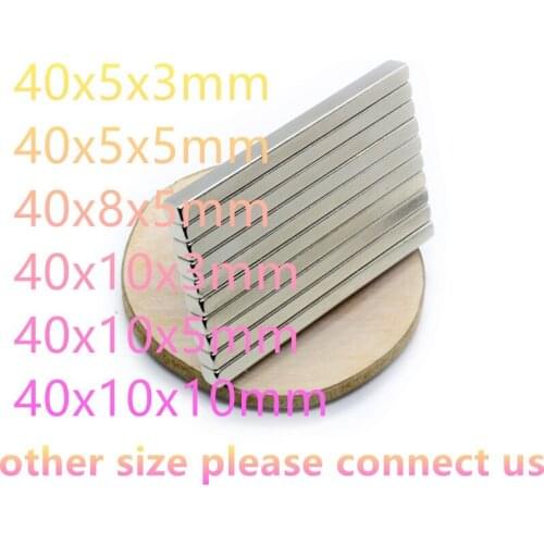 50/100PCS 40x5x3 40x5x5 40x8x5 40x10x3 40x10x5 40x10x10mm Block Strong Neodymium Magnet N35 Rare Earth Magnet Imanes Potentes