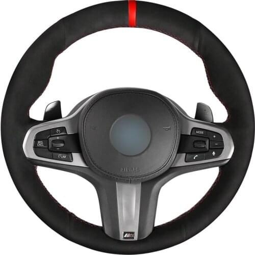 Hand-stitched Black Genuine Leather Suede Steering Wheel Cover for BMW M Sport G30 G31 G32 G20 G21 G14 G15 G16 X3 G01 X4 G02 X5