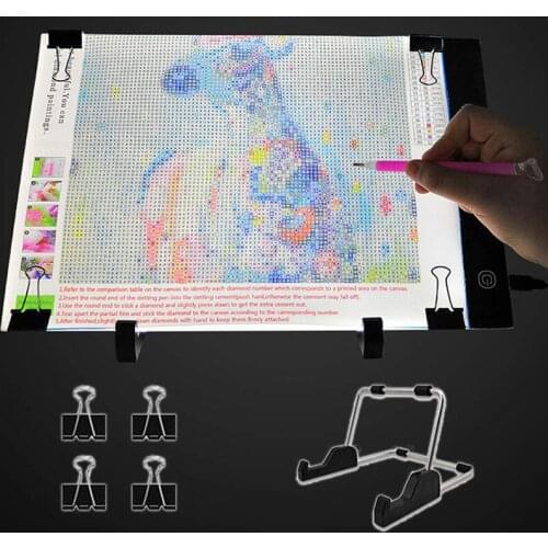 A4 LED Light Pad for Diamond Painting, USB Powered 5D Diamond Embroidery Accessories Light Board Tools Kit