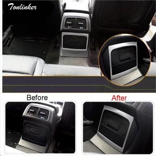 Tonlinker 1 PCS DIY car styling stainless steel Rear seat outlet light box cover case Stickers for AUDI Q5 2012-15 accessories