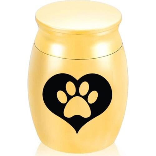 Cremation Urn Heart-Shaped Dog Paw 5 Volors 30x40 Aluminum Alloy Metal Jar With Gift Velvet Bag