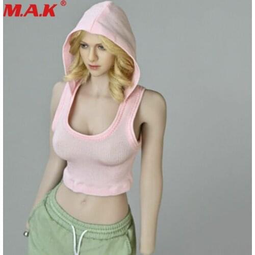 In Stock 1/6 Female Sports Hooded pink Waistcoat sleeveless Clothes Fit 12'' actiom Figure Body