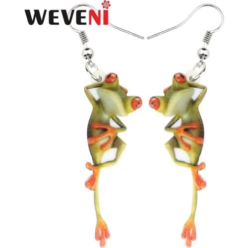 WEVENI Acrylic Anime 2018 Frog Earrings Drop Dangle New Long Fashion Animal Jewelry For Women Girls Female Charms Dropship Gift