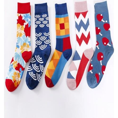 YZ-S-ZZ-0104 Geometric flower wave ping-pong ball stock Street style sports socks Lover stockings College style cotton socks