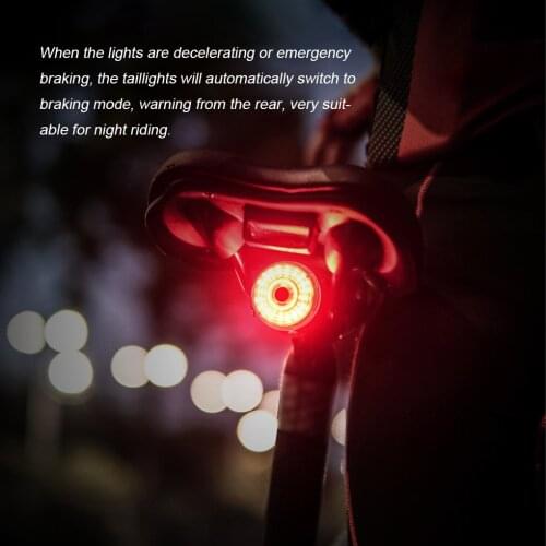 Bicycle Taillight Rechargeable Bike Tail Light Waterproof Brake Warning Rear Lamp, Strap Type