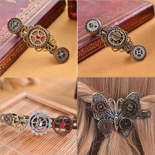 40pcs/lot DIY Simple Multi Alloy Steampunk Gear Hair Clips Bowknot Pinch Cock Hairpins Hair Styling Tools Accessories HA1515