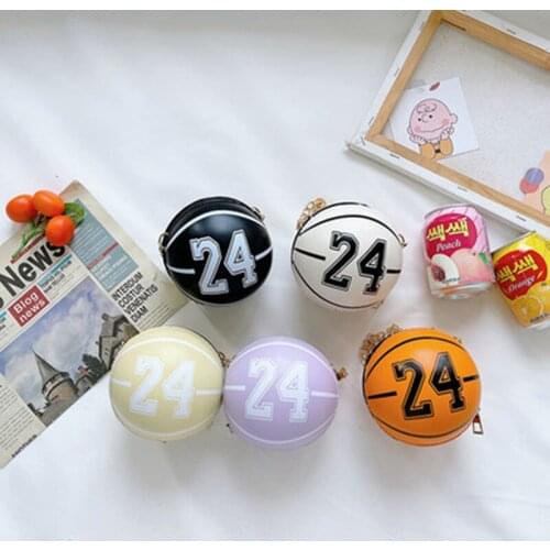 24 Ball Purses For Teenagers Child Women Shoulder Bags Crossbody Chain Hand Bags Personality Female Leather Pink Basketball Bag