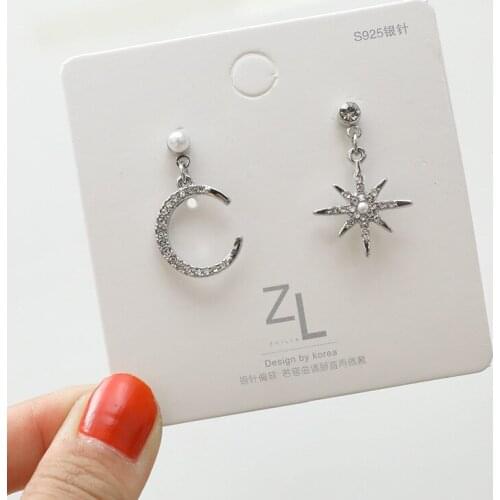 Punk Girl Earrings 2020 Fashion New Temperament Wild Personality Octagonal Moon Asymmetric Earrings Women Hypoallergenic