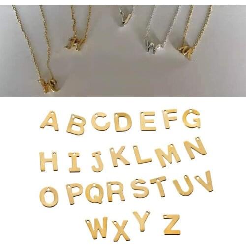 1 Set Stainless Steel A-Z 26 Letter Pendant Fit Bracelets Necklace DIY Earring Metal Charms For Jewelry Crafts Making Supplies