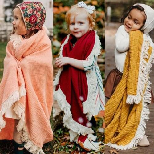 2PCS Newborn Baby Swaddles Sleeping Bag + Headband Toddler Girls Boys Wrap Stroller Cover Blankets Bath Gauze Tassel Wrap