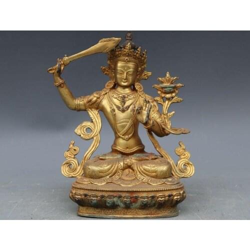 23cm Folk Copper Bronze Manjusri Manjushri Guan Yin Kwan-yin Boddhisattva Buddha off 50