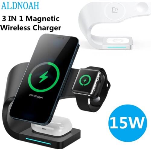 3 in 1 Fast Charging Station 15W Magnetic Wireless Charger For iPhone 12 Pro Max Mini Adapter For Airpods Pro Apple Watch 6 5 4