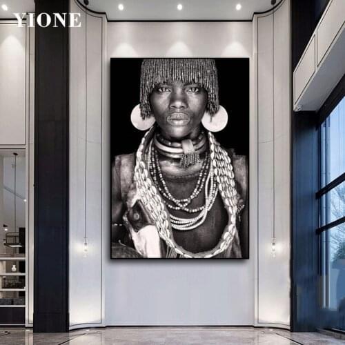 African Tribe Nude Woman Man Canvas Paintings Black and White Modern Picture Wall Art Prints Home Decor Poster for Living Room