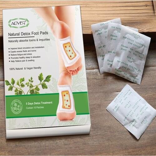 ALIVER Foot Patch Detox and Moisture Bamboo Ginger Foot Patch Bamboo Vinegar Wormwood 10 Patches/Box