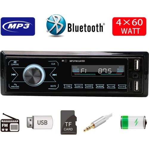 Music USB/SD with In Dash AUX Input 1 Din Touch Car MP3 Player Car Audio Radio Stereo Bluetooth Handsfree Dual USB FM Colorful