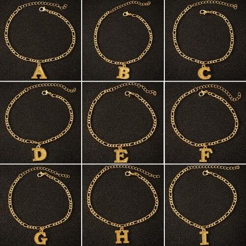 26 Alphabet Letter Charm Bracelet Femme Copper A-Z Initial Anklets Bracelets for Women Girls Name Jewelry Birthday Gifts