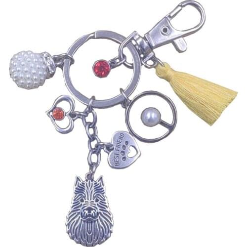 Australia Terrier Dog Animal Keychain Kawaii Cheap Key Ring Pet Tassels Antique Bohemian Women Men Female Boy Jewelry Gift K166