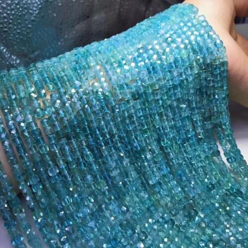 Apatite LIGHT BLUE square faceted 4-5mm for DIY jewelry making loose beads FPPJ wholesale beads nature gemstone