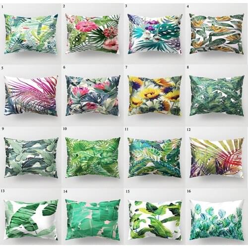 Green Tropical Plants Pillow Case Decorative Cushion Cover 30x50cm Polyester Pillow Cover Waist Pillowcase Plant Pillows Cover