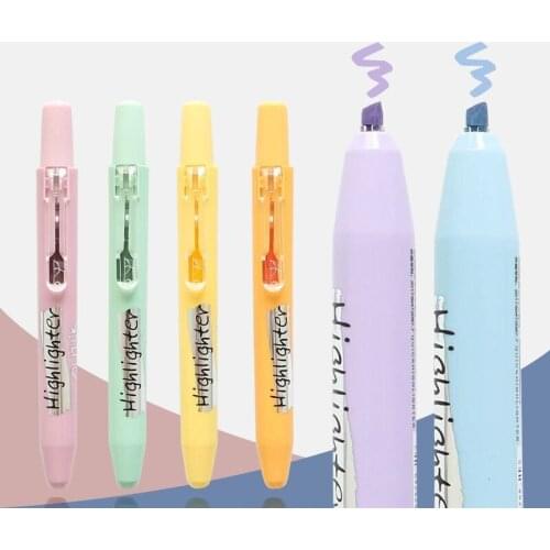 MINKYS Morandi Color Press Type Highlighter Pen DIY Graffiti Art Drawing Key Words Marker Fluorescent Pen School Stationery