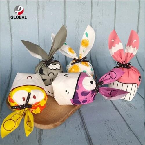D&P 30/50pcs Cute Rabbit Ear Cookie Bag Gift Bag For Candy Biscuits Snack Baking Package Wedding Favors Gifts Easter decoration