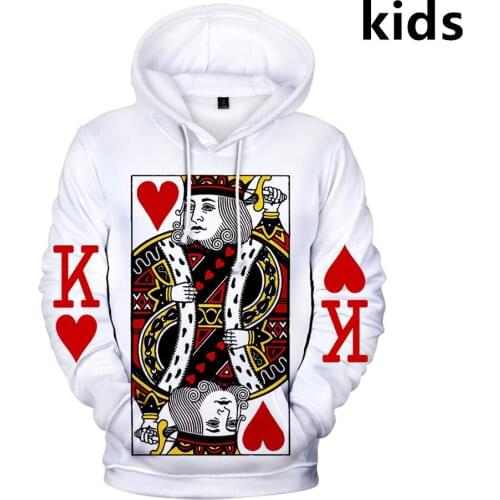 3 To 13 Years Kids Hoodies 3D Playing Cards Poker Print Hoodie Sweatshirt Boys Girls Funny Cartoon Jacket Coat Children Clothes