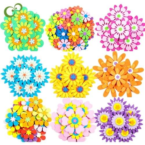 Children Kid 3D Art EVA Foam Wall Stickers DIY Cartoon Flower Puzzle Toys Early Learning Education Decor Crafts Toys GYH