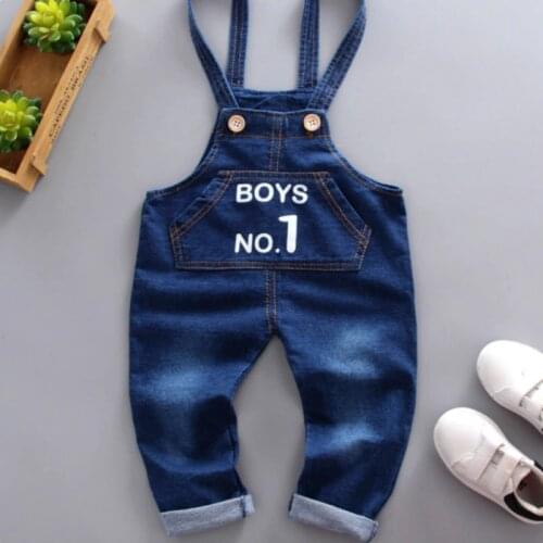 2019 Spring and Autumn Boys and Girls Belted denim Pants Fashion Letters Single jeans children jean overall kids Cowboy jeans