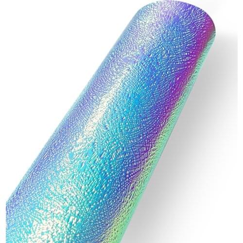 Birds Nest Pattern Texture Embossed PU Holographic Metallic Dichroic Faux Leatherette Fabric for Bag/Handbag/DIY Accessories