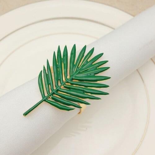 8pcs/lot Hot sale green leaf napkin ring metal napkin buckle wedding holiday party table creative decoration napkin ring