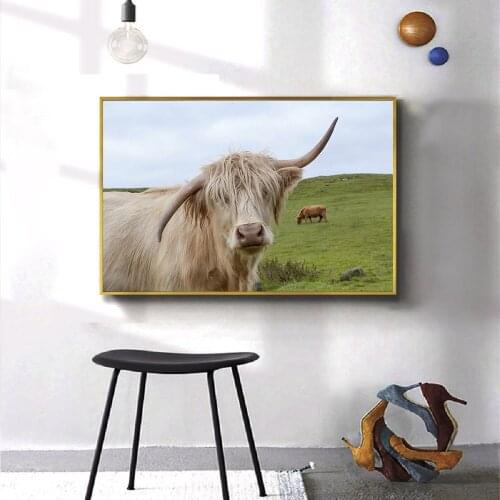 Highland Animal Yak Wall Art Home Decor Animal Poster Prints Highland Cow Yak Canvas Painting Wall Art Pictures for Living Room