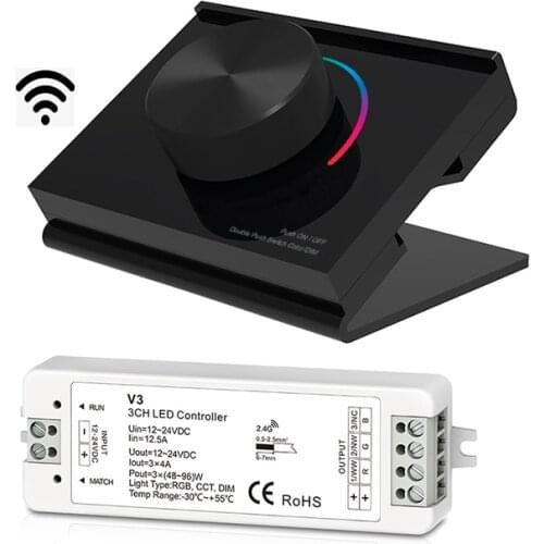 Led RGB Strip Controller RK3 Desk Mount Rotary Panel 2.4G Wireless RF Remote With Wireless Receiver For RGB Strip Tape Light Use