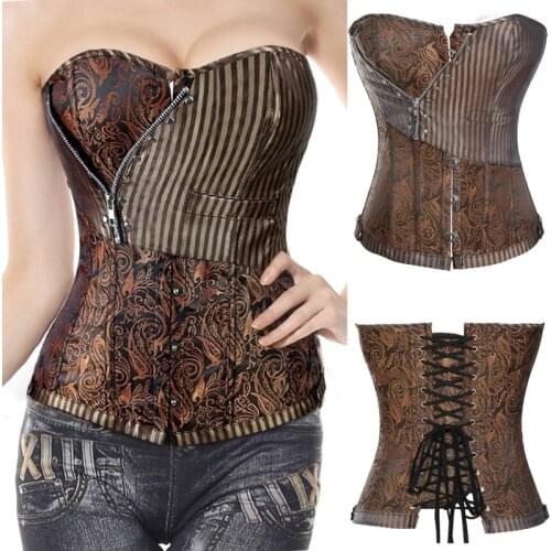Steampunk Corset Gothic Corselet Halloween Sexy Costume Overbust Plus Size Burlesque Clothes Woman Slimming Sheath Boned Top