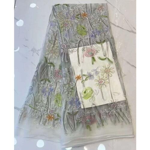 Lace Fabric Sewing DIY Design Evening Party Wedding Dress Cartoons Flowers Tulle Embroidery Craft Trimming 5 Yards Wholesale