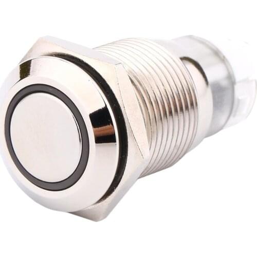 12V 16mm 3A/250VAC Green Light Hot Car Auto Metal LED Power Push Button Toggle Switch Latching Type On-off