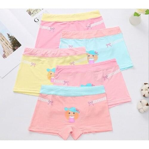 Hot sales Girl underwear Free shipping new arrived kids cartoon boxer short children panties 5pcs/lot 1-11y students modal