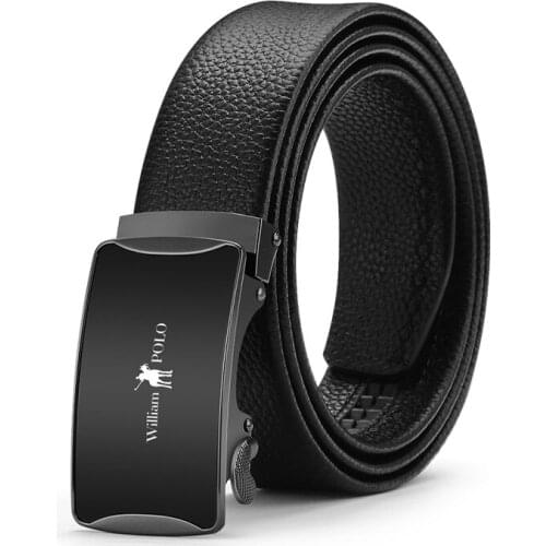 WilliamPolo leather mens belt fashion automatic buckle high-quality metal luxury leather belt 18181-89-90p