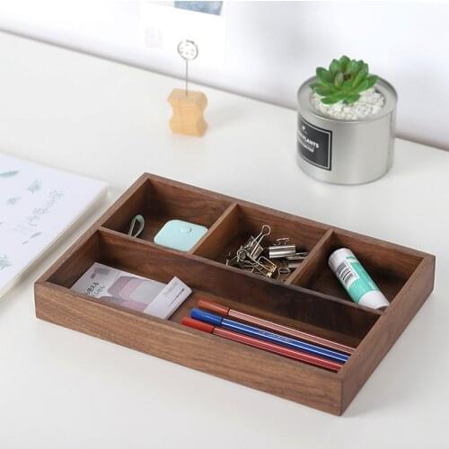 Solid Wood Desktop Organizer Compartment Jewelry Storage Drawers Japan Style Wooden Desk Sundries Storage Box Home Organizer