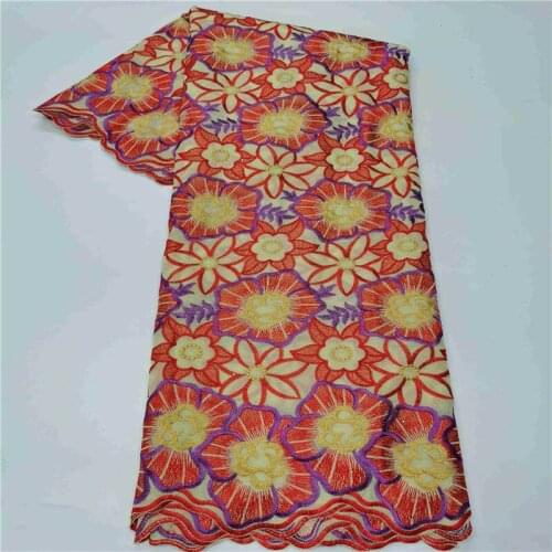 2020 Latest High Quality Swiss Voile Lace Fabric 5 Yards Embroidered Beaded Cotton Lace Fabric For Wedding Party Dress! HLFN1188