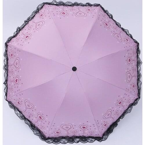 New folding vinyl lace umbrella outdoor UV-proof clear umbrella creative umbrella parasol lace umbrella