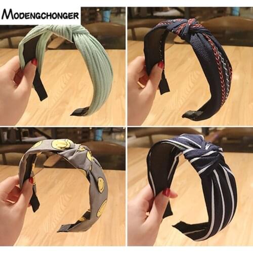 Turban Elastic Stripe Hair Bezel Headband For Women Girl Fashion Head Hoop Top Knot Hairband Printing Headwear Hair Accessories