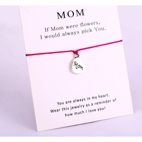 Mom Mother Charm Bracelets Family Rope Chain Jewelry Women Boy Girl Unisex Jewelry Friendship Christmas Gift Drop Shipping