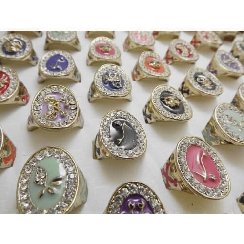 Wholesale 20 pcs Mixed style inlaid with a zircon gold alloy ring fashion jewelry