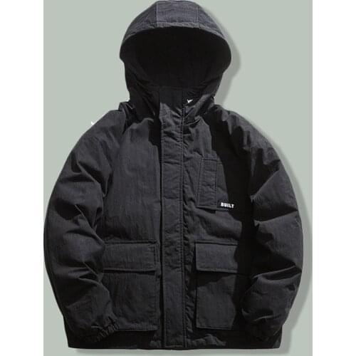 Harajuku Retro Folk-custom Cashew Flower Print Hooded Goods Parka Men Hip Hop Streetwear Loose Parkas Winter Thicken Loose Coats