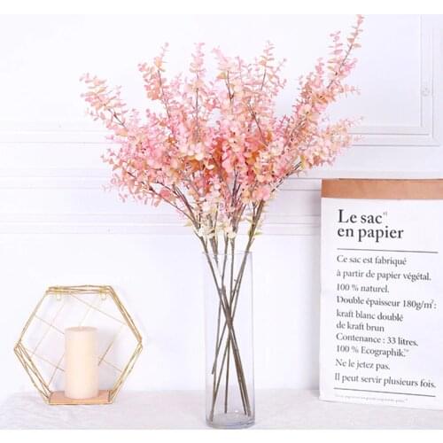 80cm Plastic Plants Fake Tree Leaves Artificial Leaf Australian Evergreen Eucalyptus Branch For Wedding Wall Wreath material